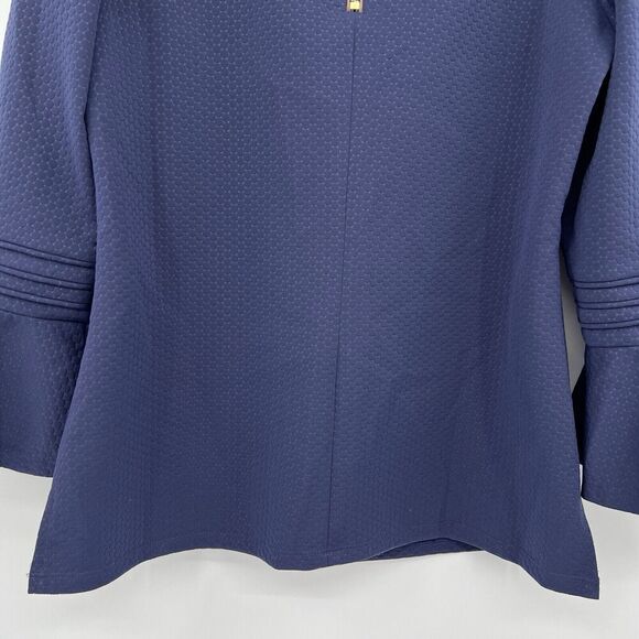 Sail To Sable Textured Bell Sleeve Top Blouse 3/4 Sleeve Back Zip Size Medium - Picture 6 of 9